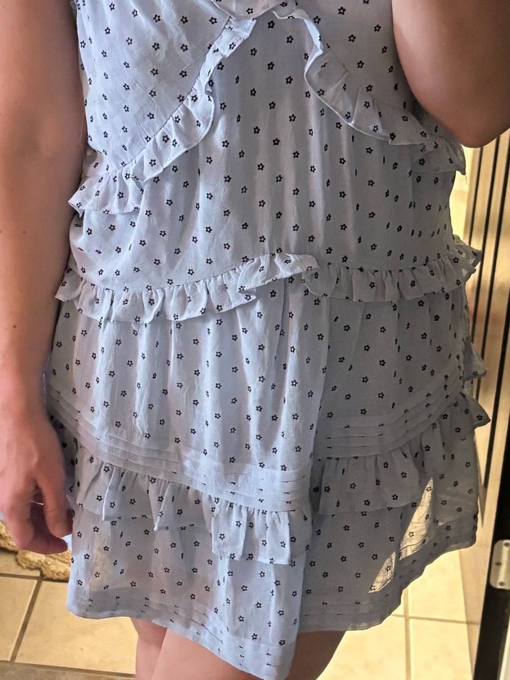 Storia Light Blue Polka Dot Ruffle Dress - Picture 2 of 4